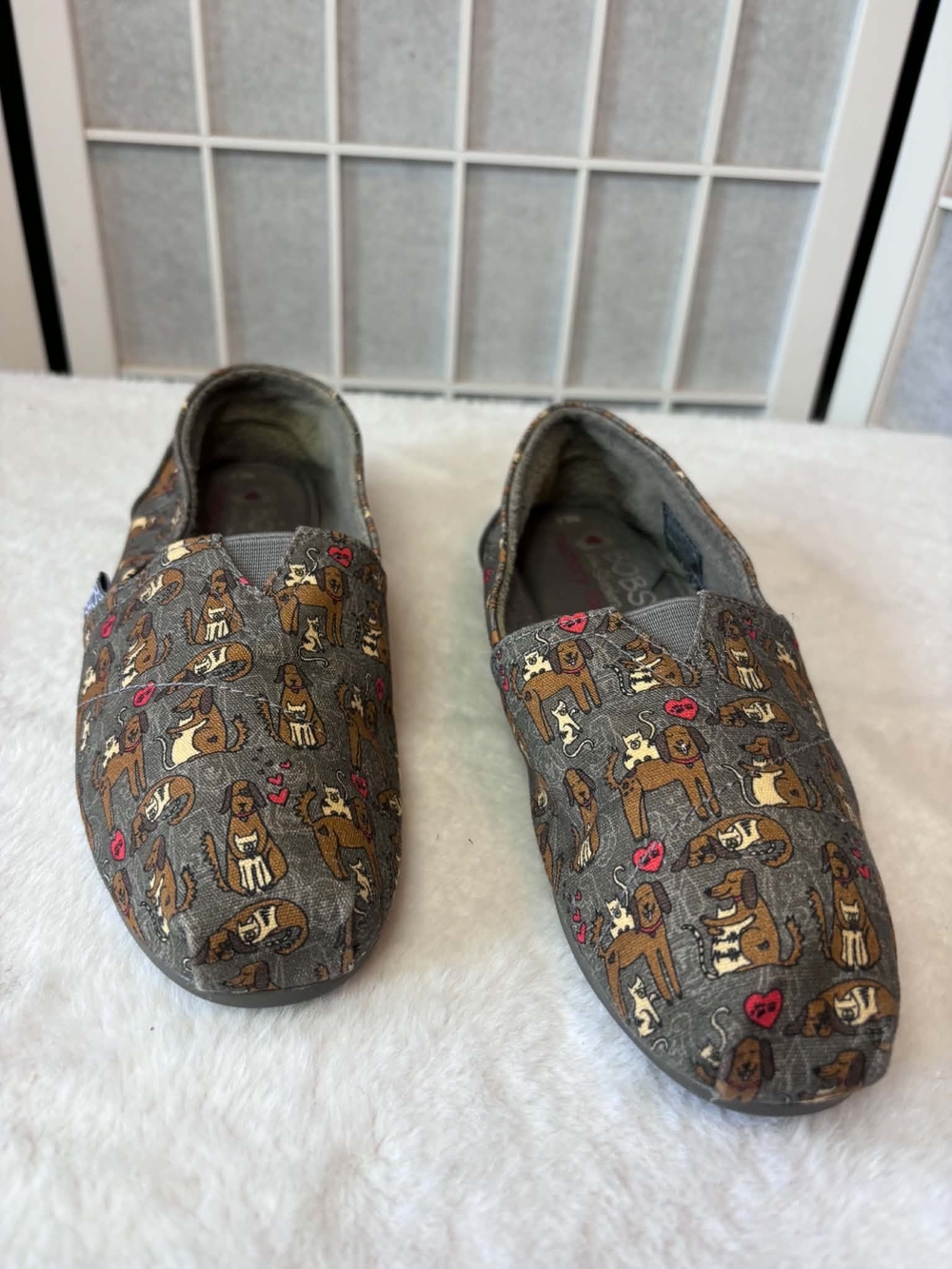 BOBS from Skechers Gray Dog Print Slip-On Flats